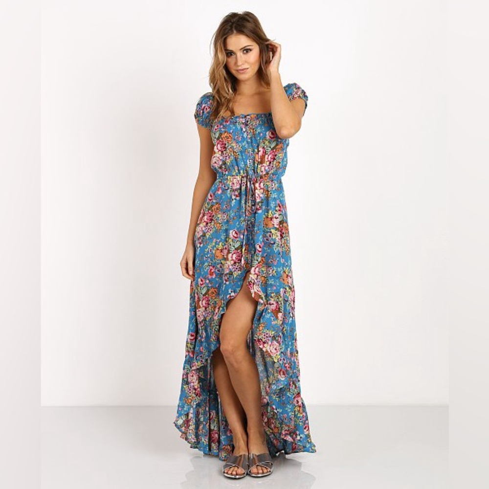 Auguste Willow Day Dress Longbeach Floral Navy, Size 4